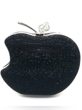 Charisma Apple-Australian Crystal evening bag with leaf closure and chain strap.